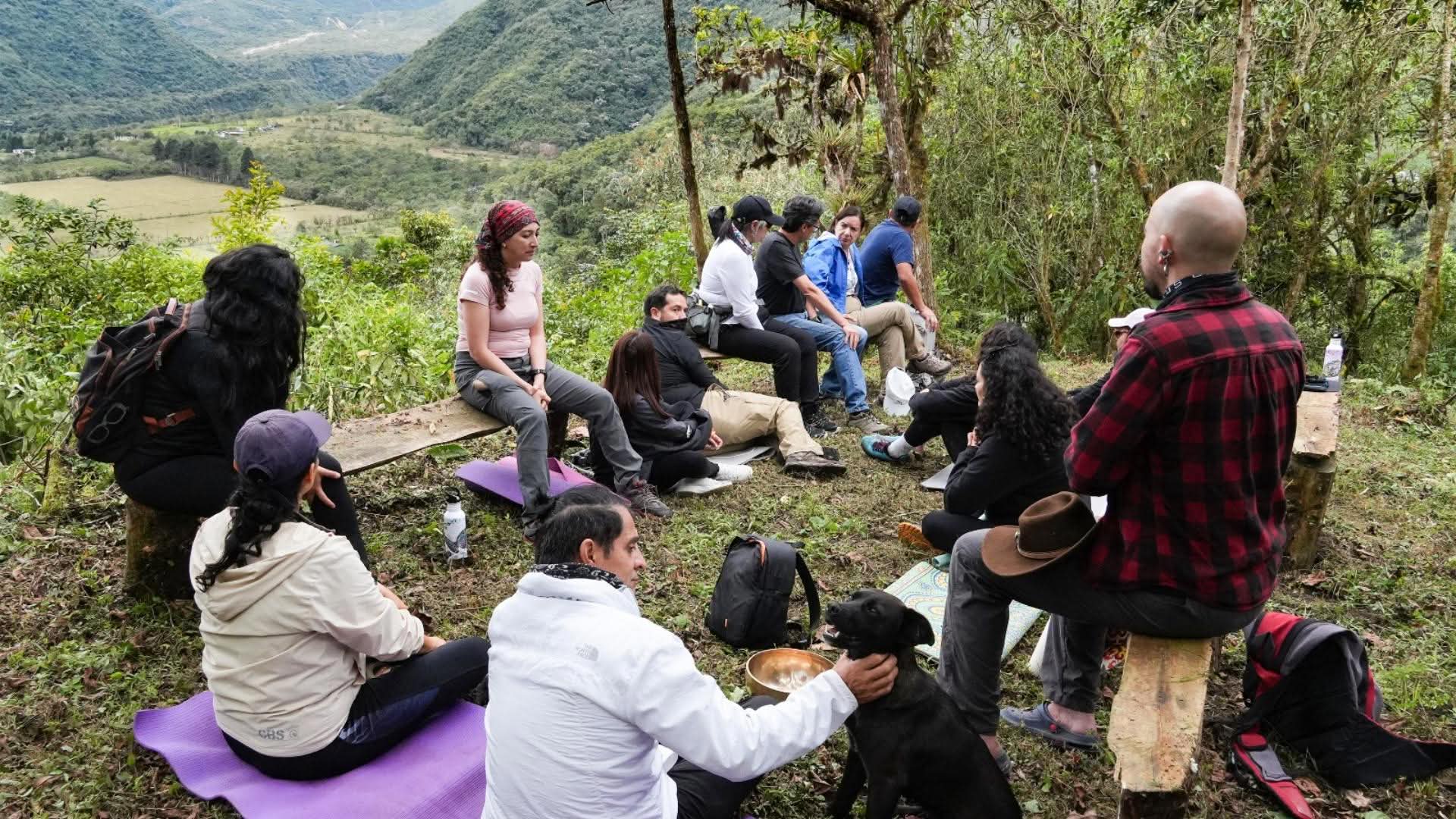 Yoga retreat participants in Pululahua, Ecuador